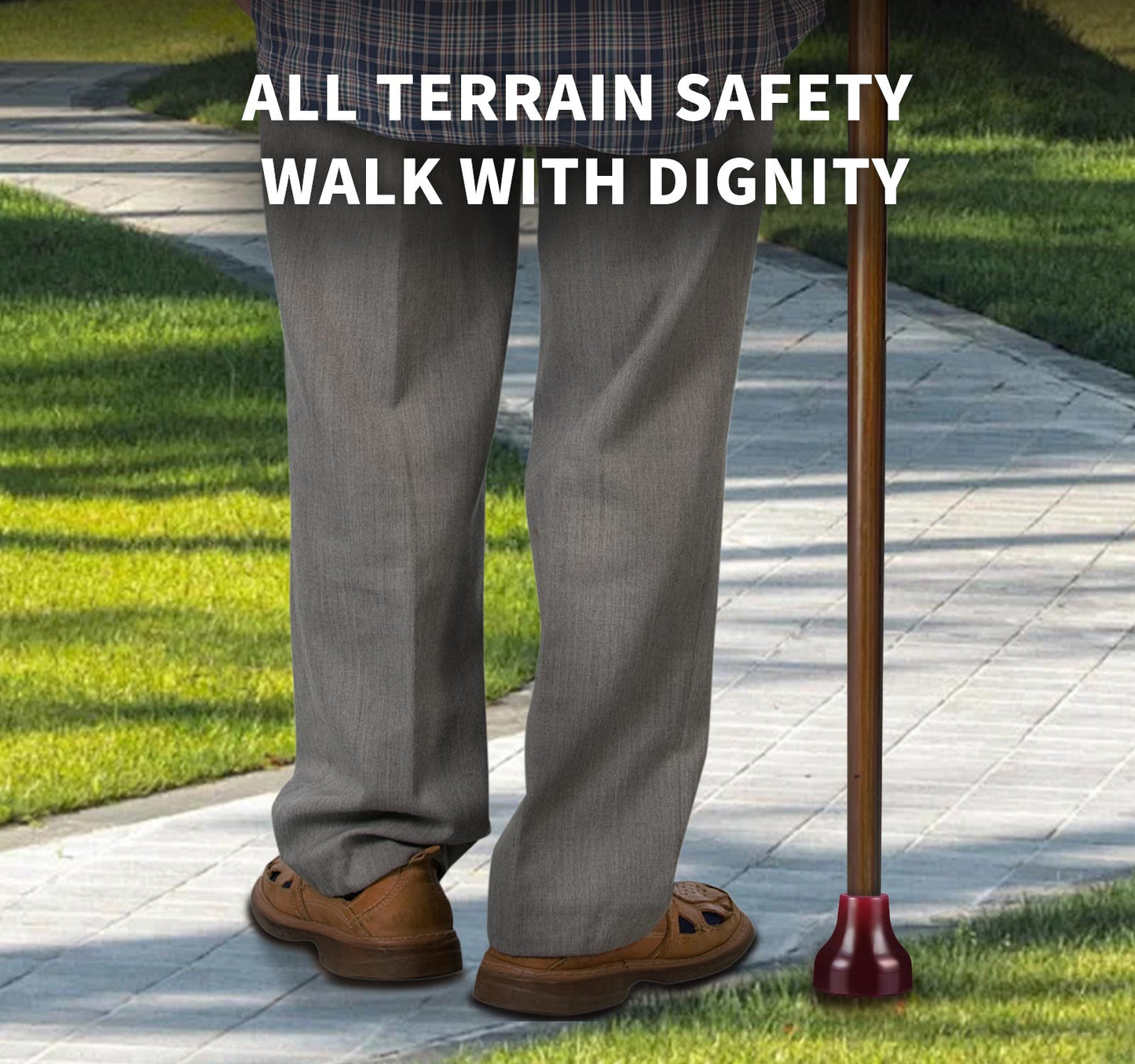 Wide Bottom & Heavy-Duty Cane Tips - 2-Year Free Replacement | Maximum Stability & Durability